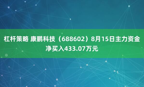 杠杆策略 康鹏科技（688602）8月15日主力资金净买入433.07万元